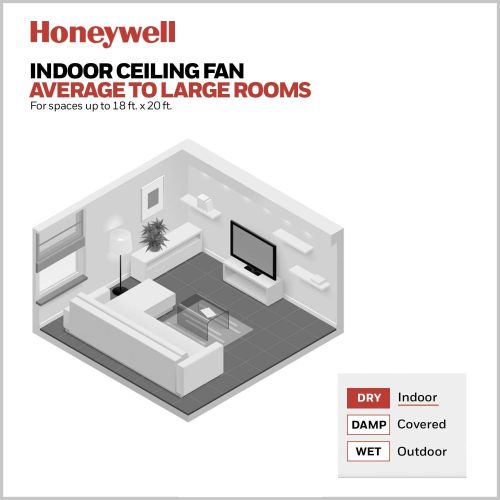  [아마존베스트]Honeywell Ceiling Fans Honeywell Carmel 48-Inch Ceiling Fan with Integrated Light Kit and Remote Control, Five Reversible California Redwood/Mendoza Rosewood Blades, Brushed Nickel