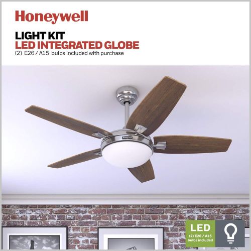  [아마존베스트]Honeywell Ceiling Fans Honeywell Carmel 48-Inch Ceiling Fan with Integrated Light Kit and Remote Control, Five Reversible California Redwood/Mendoza Rosewood Blades, Brushed Nickel