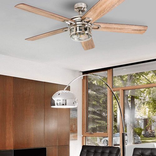  [아마존베스트]Honeywell Ceiling Fans 50610-01 Bonterra Ceiling Fan with Remote Control, Rustic LED Edison Light Fixture, 52 Indoor Farmhouse Ancient Pine/Bamboo Blades, Brushed Nickel