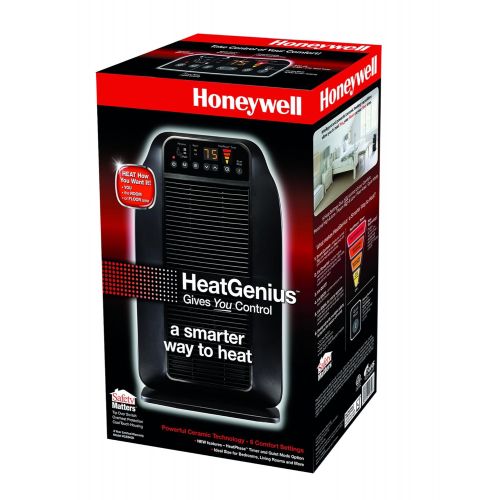 Honeywell HCE840B HeatGenius Ceramic Heater Black Energy Efficient 1500 Watt Custom Comfort with 6 Heat Settings, Quiet Mode & Auto-Off Heat Phase Timer for Home, School or Office