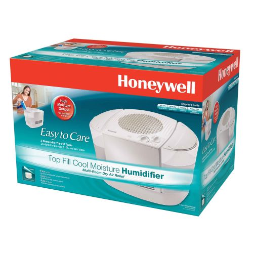  Honeywell Removable Top Fill Console Humidifier Auto Shut-Off, Variable Settings, Wicking Filter & 2 Removeable Top Fill Tanks for Large Rooms, Bedroom, Baby Room