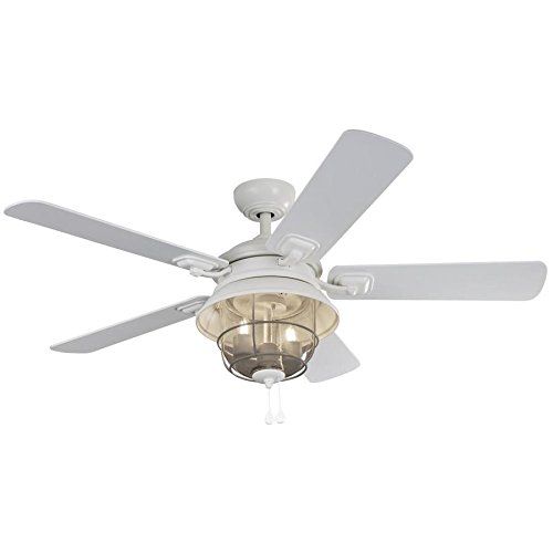  Harbor Breeze Altissa 52-in Matte White IndoorOutdoor Downrod Mount Ceiling Fan with Light Kit