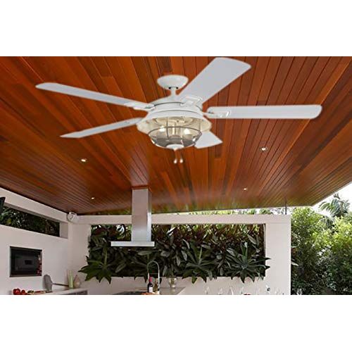  Harbor Breeze Altissa 52-in Matte White IndoorOutdoor Downrod Mount Ceiling Fan with Light Kit