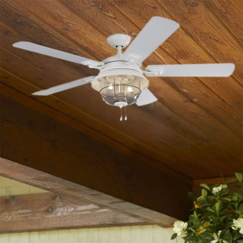  Harbor Breeze Altissa 52-in Matte White IndoorOutdoor Downrod Mount Ceiling Fan with Light Kit