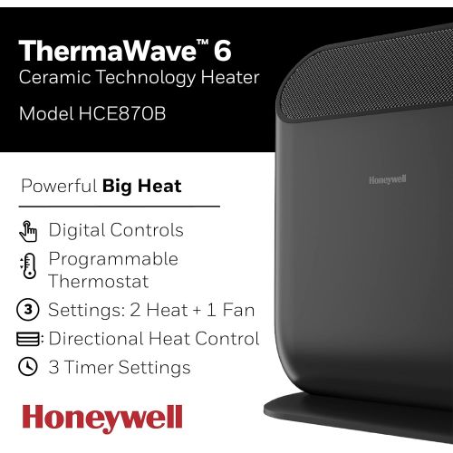  Honeywell ThermaWave 6 Ceramic Technology Space Heater, Black?Ceramic Heaterwith Programmable Thermostat
