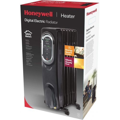  Honeywell HZ-789 EnergySmart Electric Oil Filled Radiator Whole Room Heater, Black, 24.45H x 9.06D x 13.74W (HZ789)