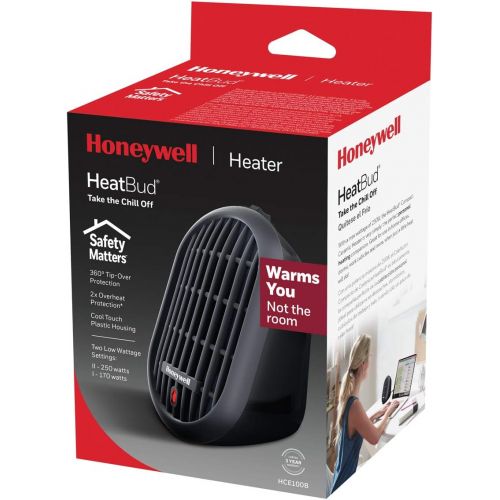  Honeywell HeatBud Ceramic Space Heater, Black ? Energy Efficient Ceramic Heater with Two Heat Settings for Home, School or Office