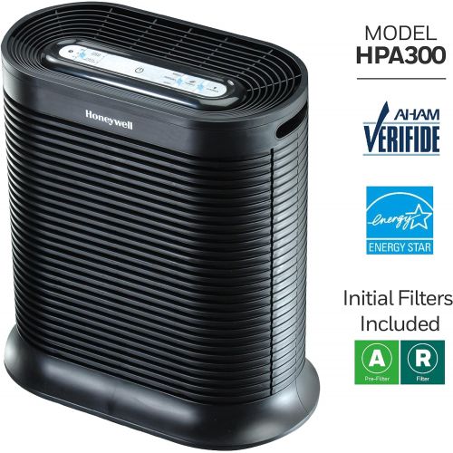 Honeywell HPA300 HEPA?Air Purifier?Extra Large Room?(465?sq. ft), Black