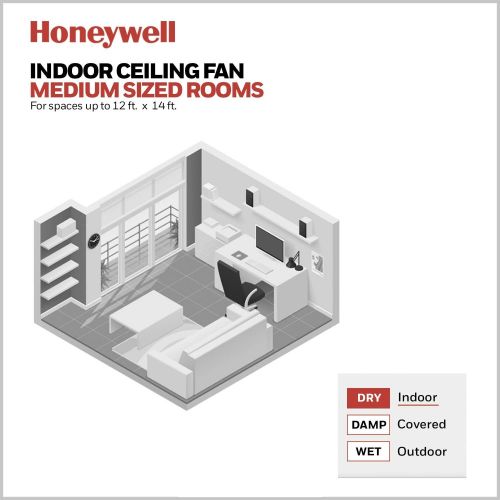  Honeywell 50610-01 Bonterra Ceiling Fan, 4.5 W, 120 V, 52-inch, Brushed Nickel