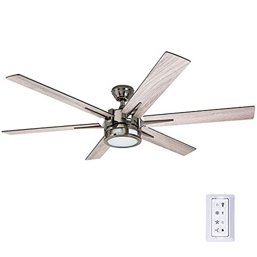  Honeywell Ceiling Fans 51035-01Kaliza Modern LED Ceiling Fan with Remote Control, 6 Blade Large 56, Gun Metal 52