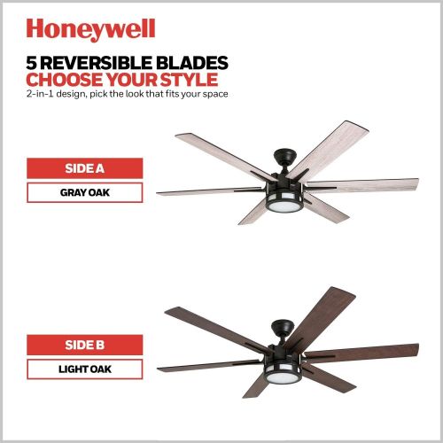  Honeywell 51036 Kaliza Modern Ceiling Fan with Remote Control, 56, Espresso