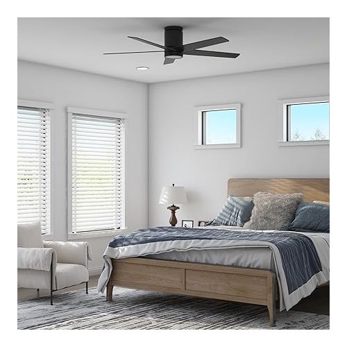  Honeywell Ceiling Fans Graceshire, 52 Inch Contemporary Ceiling Fan with Color Changing LED Light, Remote Control, Flush Mount, 5 Dual Finish Blades, Reversible Airflow - 51859-01 (Matte Black)