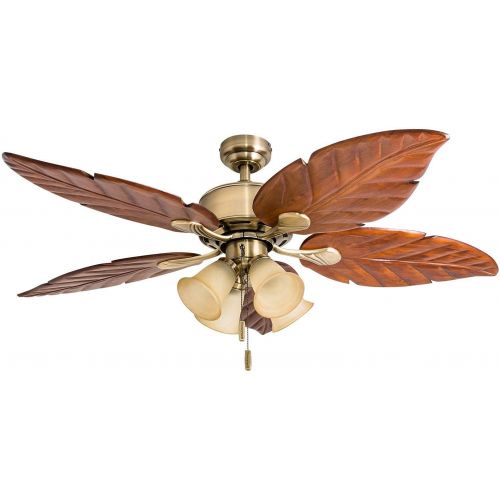  [아마존베스트]Honeywell Ceiling Fans 50504-01 Royal Palm Ceiling Fan, 52, Aged Brass