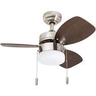 [아마존베스트]Honeywell Ceiling Fans 50601-01 Ocean Breeze Contemporary, 30” LED Frosted, Light Oak/Satin Finish Blades, Brushed Nickel