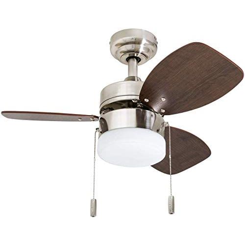  [아마존베스트]Honeywell Ceiling Fans 50601-01 Ocean Breeze Contemporary, 30” LED Frosted, Light Oak/Satin Finish Blades, Brushed Nickel