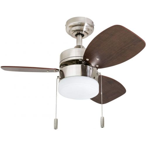  [아마존베스트]Honeywell Ceiling Fans 50601-01 Ocean Breeze Contemporary, 30” LED Frosted, Light Oak/Satin Finish Blades, Brushed Nickel