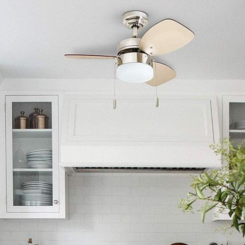  [아마존베스트]Honeywell Ceiling Fans 50601-01 Ocean Breeze Contemporary, 30” LED Frosted, Light Oak/Satin Finish Blades, Brushed Nickel