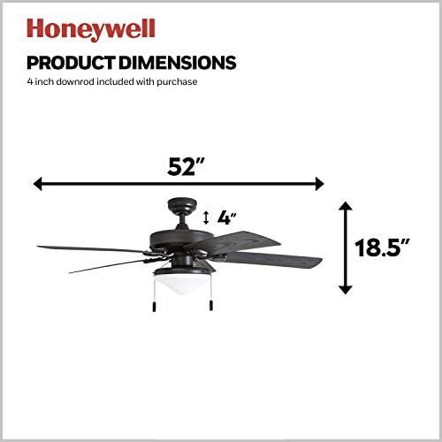  [아마존베스트]Honeywell Ceiling Fans Honeywell Belmar Outdoor LED Ceiling Fan with LED Light, Waterproof, Damp-Rated, 52 Dark Bronze