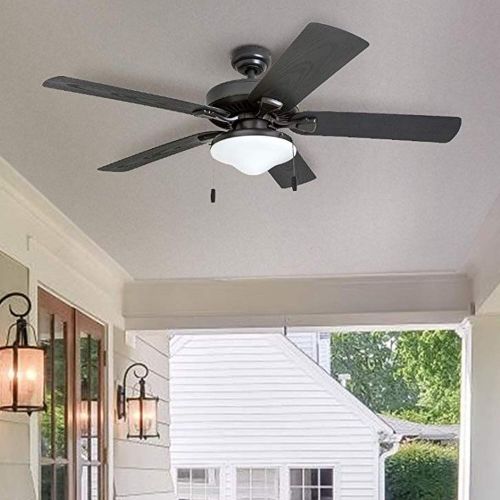  [아마존베스트]Honeywell Ceiling Fans Honeywell Belmar Outdoor LED Ceiling Fan with LED Light, Waterproof, Damp-Rated, 52 Dark Bronze