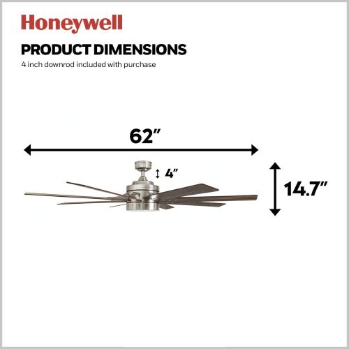  [아마존베스트]Honeywell Ceiling Fans Honeywell 50608-01 Xerxes Ceiling Fan with Remote Control, 62” Blades, Brushed Nickel