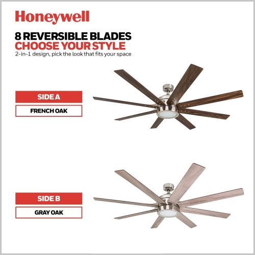  [아마존베스트]Honeywell Ceiling Fans Honeywell 50608-01 Xerxes Ceiling Fan with Remote Control, 62” Blades, Brushed Nickel