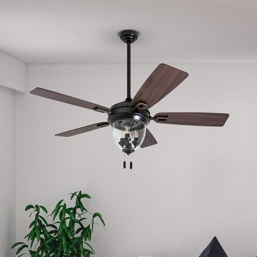  [아마존베스트]Honeywell Ceiling Fans 50615-01 Glencrest 52” Indoor & Outdoor, LED Edison Bulbs, ETL Damp Rated Aged Teak/Dark Walnut Blades, Oil Rubbed Bronze