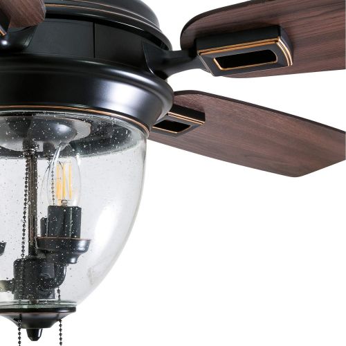  [아마존베스트]Honeywell Ceiling Fans 50615-01 Glencrest 52” Indoor & Outdoor, LED Edison Bulbs, ETL Damp Rated Aged Teak/Dark Walnut Blades, Oil Rubbed Bronze