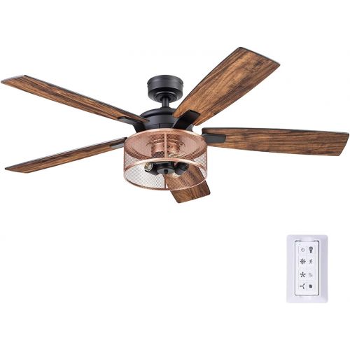  Honeywell Ceiling Fans 51459-01 Carnegie Ceiling Fan, 52, Matte Black