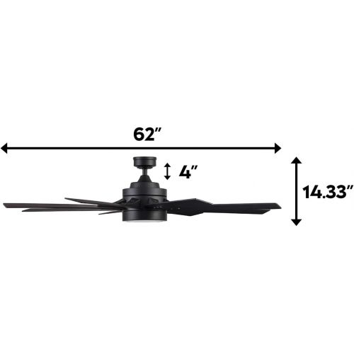  Honeywell Ceiling Fans 51473-01 Xerxes Ceiling Fan, 62, Matte Black