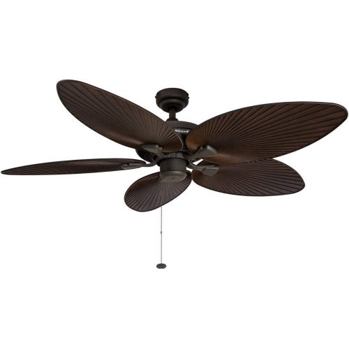  Honeywell Ceiling Fans Honeywell Palm Island 52-Inch Tropical Ceiling Fan, Five Palm Leaf Blades, IndoorOutdoor, Damp Rated, Bronze