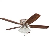 Honeywell Ceiling Fans Honeywell Glen Alden 52-Inch Ceiling Fan with 4 Frosted Swirled Glass Shades, HuggerFlush Mount, Low Profile, Five Reversible CimarronWalnut Blades, Brushed Nickel
