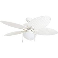 Honeywell Ceiling Fans 50511-01 Inland Breeze 52-Inch Tropical Ceiling Fan LED, Five Palm Leaf/Wicker Blades, Indoor/Outdoor, White
