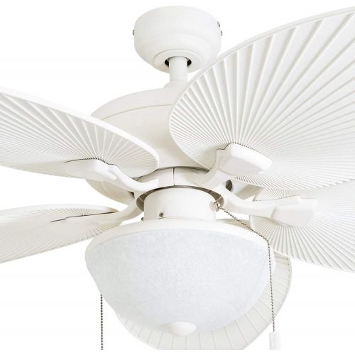  Honeywell Ceiling Fans 50511-01 Inland Breeze 52-Inch Tropical Ceiling Fan LED, Five Palm Leaf/Wicker Blades, Indoor/Outdoor, White