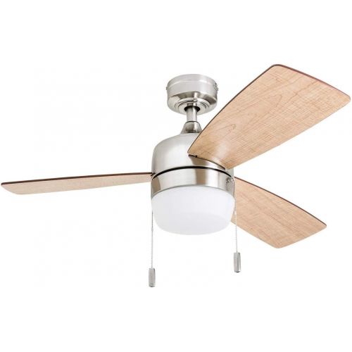  Honeywell Ceiling Fans Honeywell 50616-01 Barcadero Ceiling Fan 44 Compact Contemporary, Integrated LED Light, Chocolate Maple Blades, Brushed Nickel