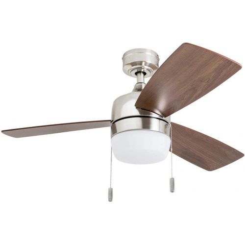  Honeywell Ceiling Fans Honeywell 50616-01 Barcadero Ceiling Fan 44 Compact Contemporary, Integrated LED Light, Chocolate Maple Blades, Brushed Nickel