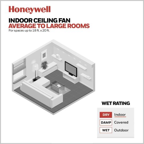  Honeywell Ceiling Fans 51626-01 Kaliza Ceiling Fan, 56, Pewter