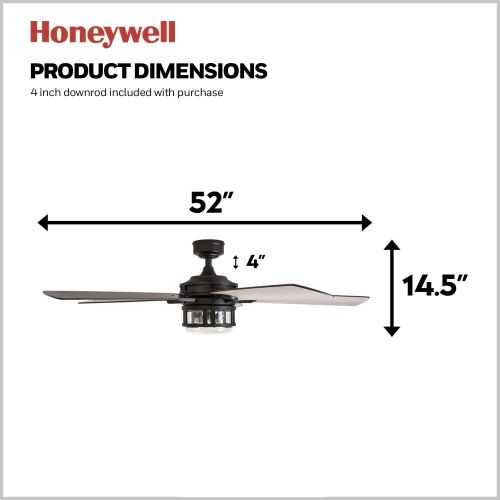  Honeywell Ceiling Fans 50690-01 Bonterra, 52 inches, Matte Black