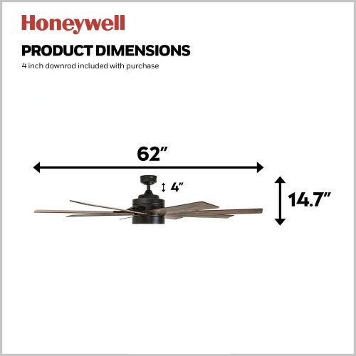  Honeywell Ceiling Fans 50609-01 Xerxes Ceiling Fan with Remote Control, 62”, Espresso Bronze