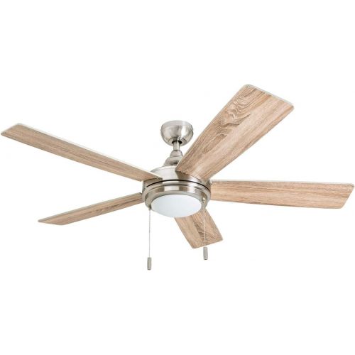  Honeywell Ceiling Fans Honeywell 50606-01 Ventnor Farmhouse Ceiling Fan, 52” Rustic Barnwood Decor, Indoor, Brushed Nickel