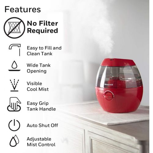  Honeywell HUL520B Mistmate Cool Mist Humidifier Black With Easy Fill Tank & Auto Shut-Off, For Small Room, Bedroom, Baby Room, Office