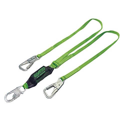  Honeywell 8798B6FTGN Miller Two Leg Backbiter Lanyard with SofStop Shock Absorber with 1 Locking Snap Hook and 2 Miller 5K Locking Snap Hooks, 6, Green