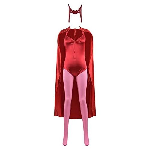  할로윈 용품HongChang Vision Cosplay Costume Jumpsuit Cloak Wanda Maximoff Scarlet Witch Outfits Halloween Adult Mens Full Set