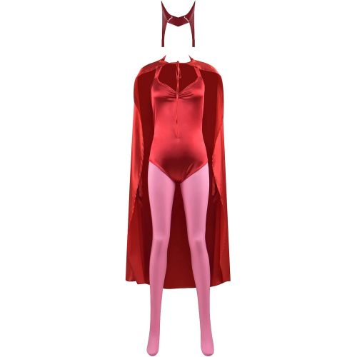  할로윈 용품HongChang Vision Cosplay Costume Jumpsuit Cloak Wanda Maximoff Scarlet Witch Outfits Halloween Adult Mens Full Set