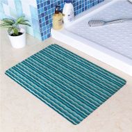 HongKong Fudan Investment Co., Limited Kitchen Rugs Runners Non-Slip Rubber Backing Mats and Rugs Ocean Themed Wave Design Marine Artwork Aquatic Color Palette Horizontal Lines Doormats Machine Washable(19.7x31.5 Inch)