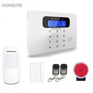 HongTie Wireless Home Security Alarm System Kit with PIR Detector and Door Window Sensor,GSM SIM Card Burglar Alarm Outdoor Siren