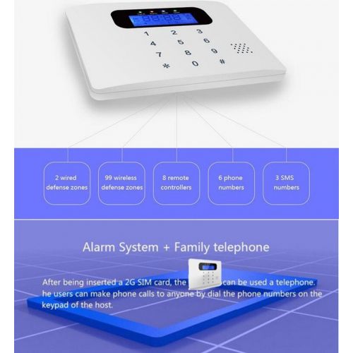  HongTie Wireless Home Security Alarm System Kit with PIR Detector and Door Window Sensor,GSM SIM Card Burglar Alarm Outdoor Siren