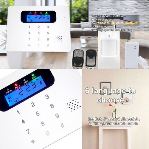  HongTie Wireless Home Security Alarm System Kit with PIR Detector and Door Window Sensor,GSM SIM Card Burglar Alarm Outdoor Siren