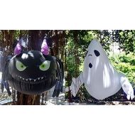 HongTu Halloween Decorations Thick Inflatable 24 Spider 28 Ghost Outdoor Yard Garden Classroom Hanging Decorations Bar Props Environmental Protection PVC Material (1pcs Ghost+1pcs Spider)