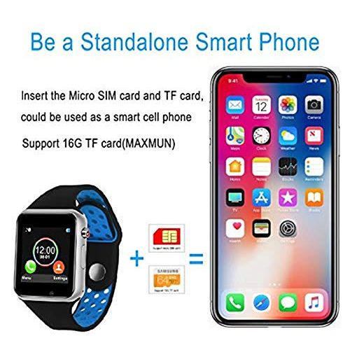  Smart Watch Android,HongTu Bluetooth Smart Watch Touchscreen with Camera Pedometer SIM TF Card Slot for LG XiaoMi Huawei Samsung iOS for Mens Women (Black)