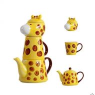 Hongjiu Ceramic mug Creative hand drawing tea teapot combination coffee cup Afternoon tea (giraffe)